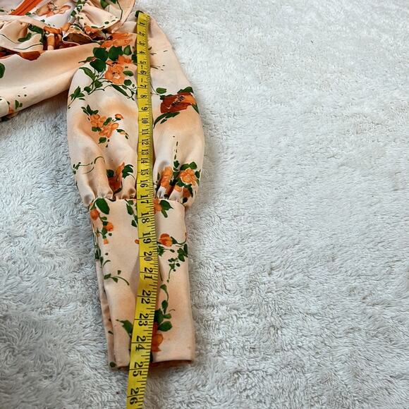 Vintage 70s does Victorian unbranded ruffled orange floral maxi dress, small - Picture 7 of 16